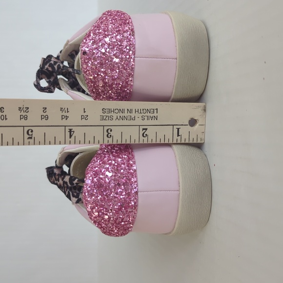 NIB Miracle Miles Skylar Glitter Star Converse Sneakers 7.5 Pink Lace Up - Picture 11 of 16